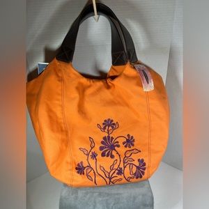 Chinese Laundry Orange Canvas￼ Large  Shoulder  Tote Bag